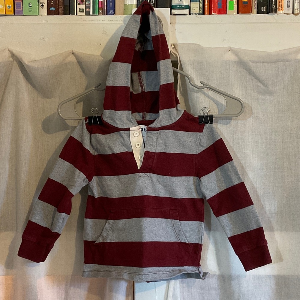 Old Navy Kids Hoodie in Gray and Red Stripes